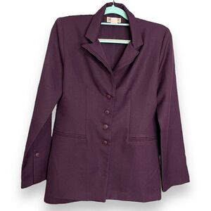 Jennifer James Blazer Jacket Women's 6 Purple VTG Button Front Academia Career